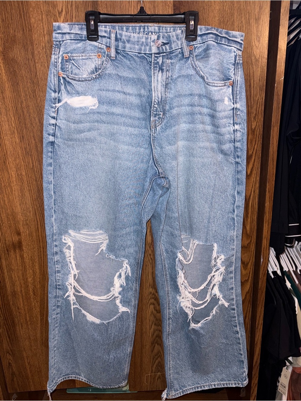 American Eagle Outfitters Light Blue High-Rise Distressed Jeans